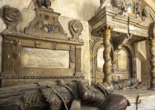 Sir Henry Newton d 1599, Sir John Newton d 1661 tomb monuments, Bristol cathedral church, Bristol,