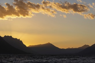 Sunset at Lake Huechulafquen in Lanin National Park, Patagonia, Argentina, South America