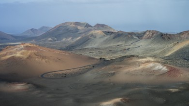Volcanic landscape, Montañas del Fuego, Fire Mountains, Timanfaya National Park, Lanzarote, Canary