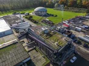 Biogas storage, pipelines of the Reterra biogas plant, biogas is produced in a fermenter over a