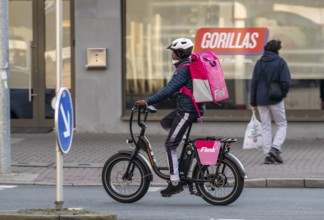 Bicycle courier of the fast delivery service Flink, delivers groceries, currently in over 40 German