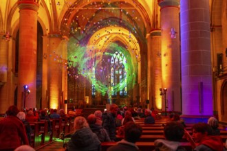 Essen Light Festival, in the city centre, light art light and blessing, in Essen Cathedral, by the