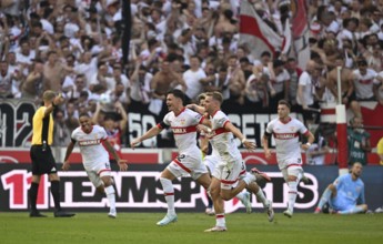 Goal celebration abian Rieder VfB Stuttgart (32) Enzo Millot VfB Stuttgart (08) Maximilian