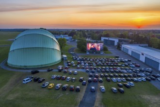 Drive-in cinema at Essen/Mülheim Airport Motor Movies, temporary film screening, at the WDL airship