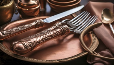 Metal, copper, cutlery and crockery made of copper