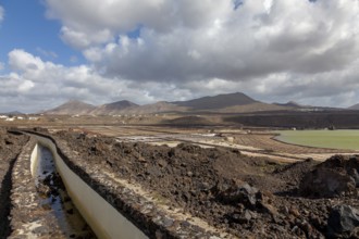 Sea salt extraction, Janubio salt works, Salinas de Janubio, Lanzarote, Canary Islands, Spain,