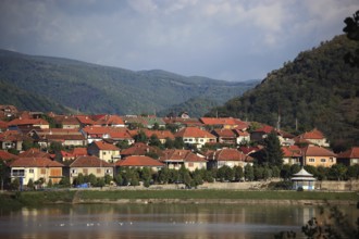 Little Wallachia, Orsova, view over the Danube to the city, Romania, Europe