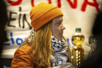 Greta Thunberg taking part in a pro-Palestinian rally on the market square in Mannheim