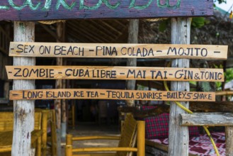 Cocktails listed in a beach bar, order, holiday, travel, service, gastronomy, bar, service, hint,