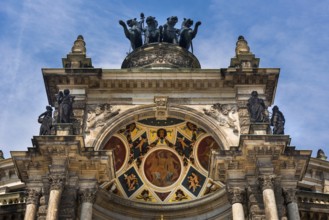 Semperoper in the Old Town, architecture, attraction, famous, equestrian statue, opera, music,