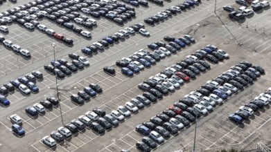 Volkswagen new cars standing in a car park at the Volkswagen plant, Wolfsburg, 29.09.2024. The