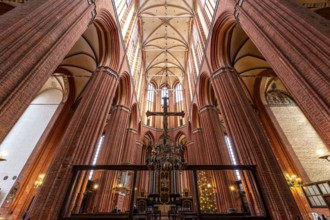 Interior of the church of St Nikolai in the Hanseatic city of Wismar, Mecklenburg-Western