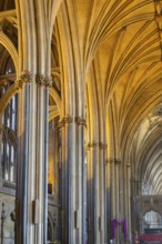 Vaulted roof ceiling inside Bristol cathedral church, Bristol, England, UK