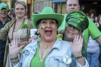 New Orleans, Louisiana - Spectators line the sidewalks as the Downtown Irish Club holds its St