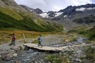 Ushuaia, Tierra del Fuego, Argentina, hiking trail to the Martial glacier on Cerro Martial,