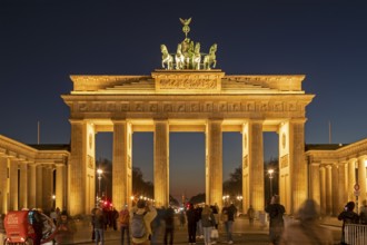 Illuminated Brandenburg Tor, Blue Hour, Berlin, Germany, Europe