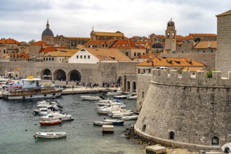 Harbour, city walls and old town of Dubrovnik, Croatia, Europe