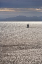 Sailboat, silhouette, Playas de Papagayo, evening sky, Monumento Natural de Los Ajaches nature park