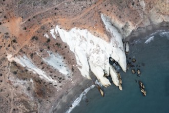 Aerial view, rocky coast, Cabo de Gata-Nijar Natural Park, Almeria, Andalusia, Spain, Europe