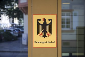 Karlsruhe, Baden-Württemberg, Germany, Federal Court of Justice, sign with the Federal Eagle emblem