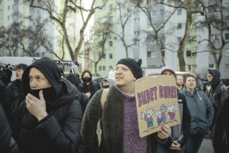 Protesters at a demonstration against the final rally of Beatrix von Storch and the AfD in the