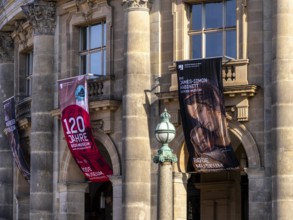 Posters on the façade of the Bode Museum, Museum Island, Berlin