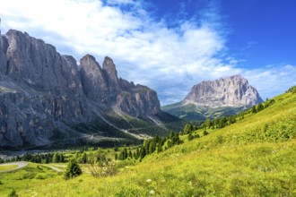 Majestic peaks and lush meadows create a stunning panorama in the heart of the italian dolomites,