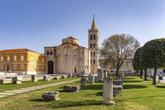 The Church of St Donatus, remains of the Roman forum and the bell tower of Zadar Cathedral,