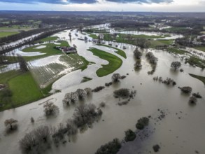 Dorsten, North Rhine-Westphalia, Germany, Flood on the Lippe, river in the Ruhr area, Europe