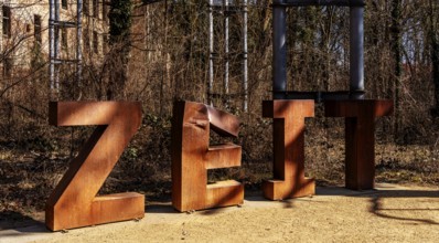 Art installation in front of the entrance to the former Alpenhaus, Historic Tuberculosis