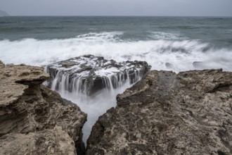 Waves on rocky coast, Playa Los Escullos, Cabo de Gata, Los Escullos, Playa del Arco, El Arco