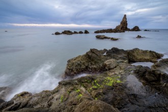 Rocky coast, Cabo de Gata-Nijar Natural Park, Almeria, Andalusia, Spain, Europe