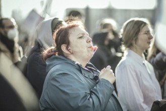 Protesters at a demonstration against the final rally of Beatrix von Storch and the AfD in the