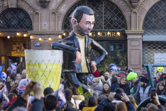 The Frankfurt carnival parade moves across the Römerberg in Frankfurt am Main on 2 March 2025. A