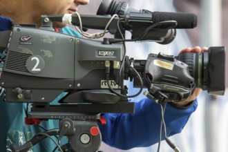Television camera at a third division match (football) in Germany