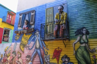 La Boca, Buenos Aires, Argentina, colourfully painted houses in the harbour district around the El
