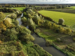 Bergkamen, Ruhr area, North Rhine-Westphalia, Germany, autumn landscape on the Seseke. The