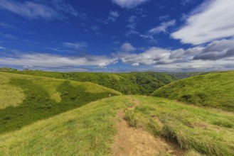 Panoramic viewpoint EL CRUCERO overlooking the green hills. Beautiful landscape of green hills with