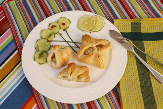 Southern German cuisine, trout cream in puff pastry, starter, fish dish, baked, from the oven,