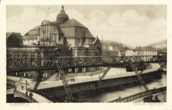 Historical postcard, picture postcard, suspension railway in Elberfeld, today Wuppertal, North