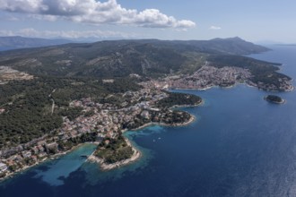 Aerial view, town of Hvar, island of Hvar, Dalmatia, Croatia, Europe