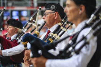 Bagpipe orchestra, Pipe concert, Sigmaringen, Baden-Württemberg, Germany, Europe