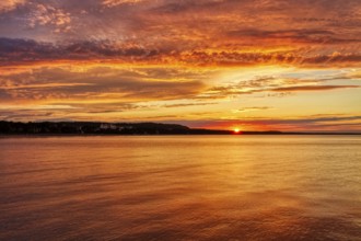 Intense sunset over the sea with orange and red tones, Rügen
