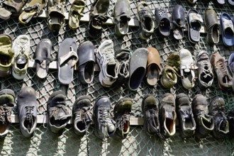 Shoes fished out of the sea by beachcombers, Maritime and Beachcomber Museum Flora, the world's