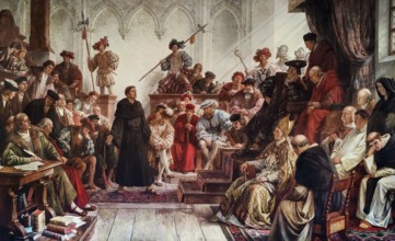 Martin Luther at the Diet of Worms in 1521, mural in the Kaisersaal Goslar by Hermann Wislicenus,