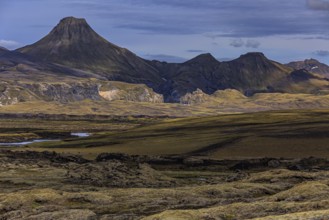 Volcanic landscape, lava, mountainous, river, summer, sunny, cloudy, highland, Laki, Lakagigar,