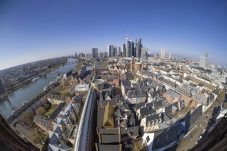 The view from St. Bartholomew's Cathedral takes in Frankfurt city centre and the banking skyline,
