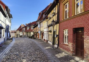 Half-timbered houses with cobblestones in Wassertorstraße, Old Town of the World Heritage City of
