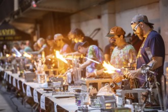 Detroit, Michigan, Artists create glass and other artworks at the Michigan Glass Project's annual