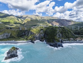 Crawford Beach Marinella from a drone, San Nicola Arcella, Cosenza, Calabria, Italy, Europe